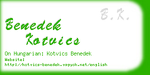 benedek kotvics business card